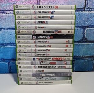 Lot of 18 Microsoft Xbox 360 Sports Videogames - Madden FIFA NHL MLB Tennis Golf